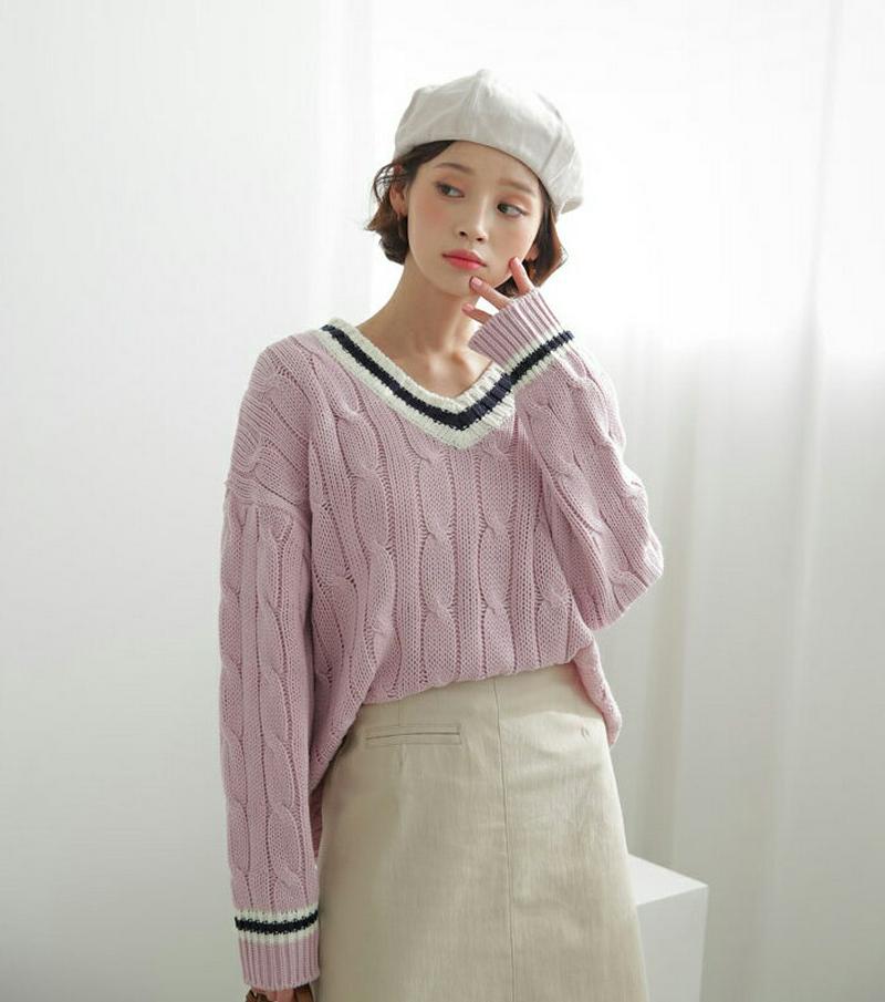 【只今10%OFF】チルデンニット・全3色・t57695 レディース 【tops】【トップス セーター ニット Vネック 長袖 