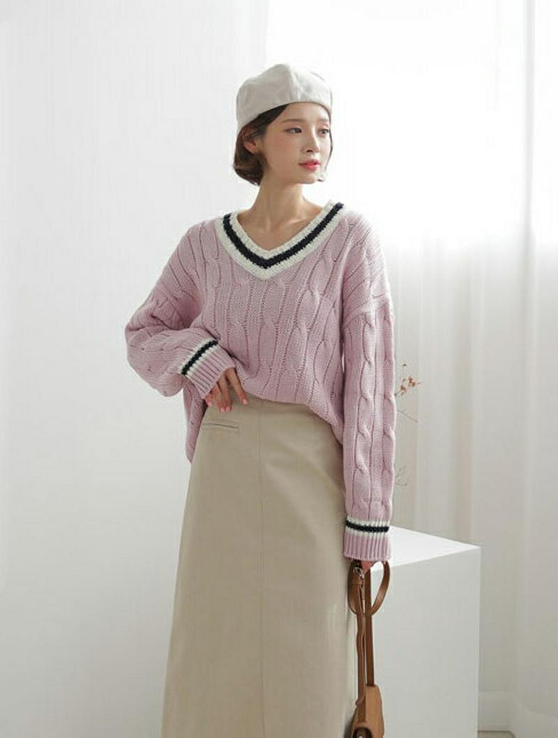 【只今10%OFF】チルデンニット・全3色・t57695 レディース 【tops】【トップス セーター ニット Vネック 長袖 