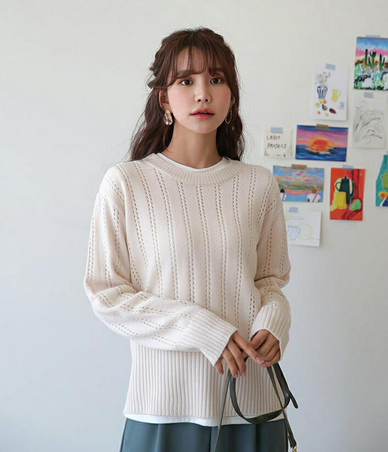 【只今10%OFF】ラウンドパンチングニット・全4色・b57673 レディース 【tops】【トップス セーター ニット ラウン