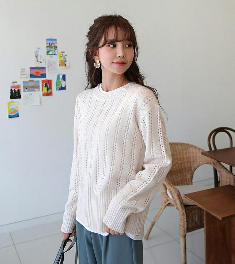 【只今10%OFF】ラウンドパンチングニット・全4色・b57673 レディース 【tops】【トップス セーター ニット ラウン