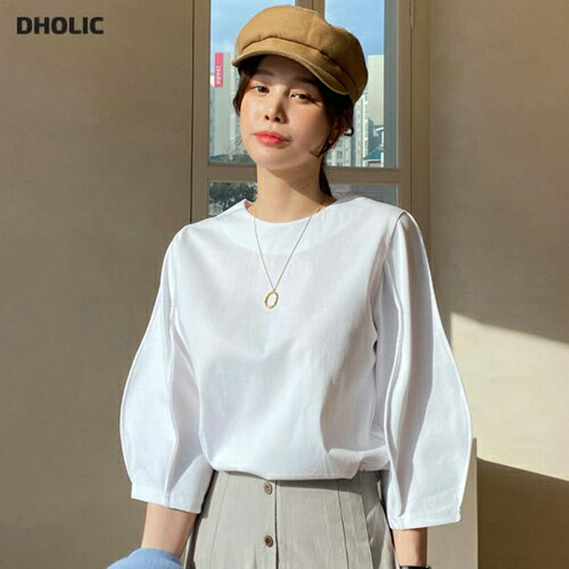 ≪人気商品再入荷≫ボリュームスリーブTシャツ・全3色・t60864 レディース【tops】 韓国ファッション トップス Tシャツ 七分丈 七分袖 7分袖 7分丈 ボリューム袖 ボリュームスリーブ 半端丈 単色 無地 シンプル 大人 カジュアル 春 秋 ハイホリHIHOLLI