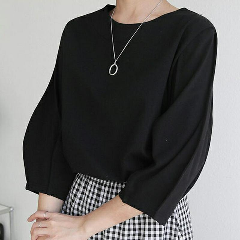≪人気商品再入荷≫ボリュームスリーブTシャツ・全3色・t60864 レディース【tops】 韓国ファッション トップス Tシャツ 七分丈 七分袖 7分袖 7分丈 ボリューム袖 ボリュームスリーブ 半端丈 単色 無地 シンプル 大人 カジュアル 春 秋 ハイホリHIHOLLI