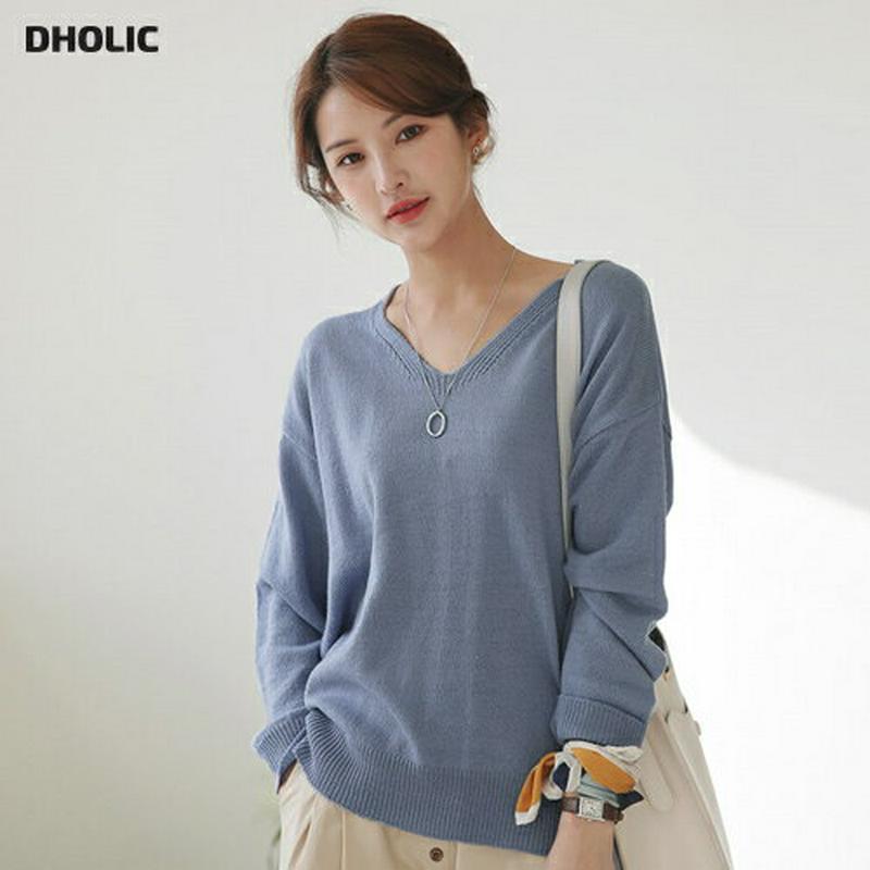 【只今10%OFF】カラーVネックニット・全8色・t60866 レディース【tops】【トップス ニット ニットトップス 長袖 
