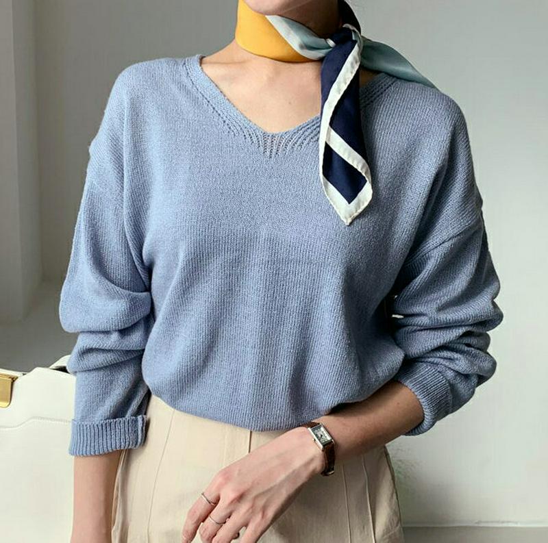 【只今10%OFF】カラーVネックニット・全8色・t60866 レディース【tops】【トップス ニット ニットトップス 長袖 
