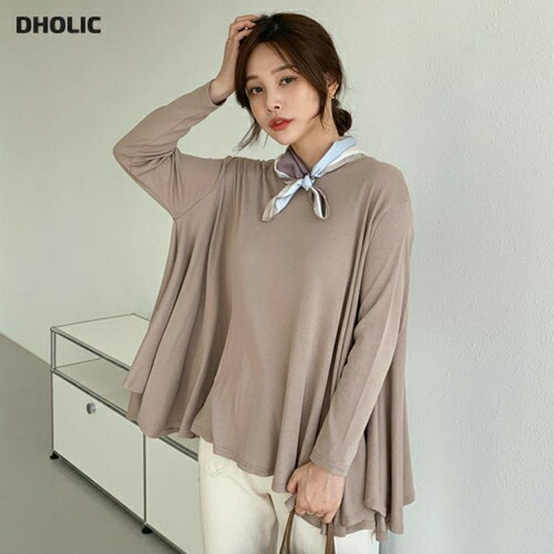 【只今10%OFF】ルーズフレアTシャツ・全5色・b60863 レディース【tops】【トップス Tシャツ 長袖　単色 無地 シ