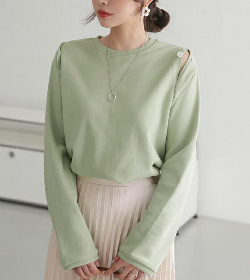 【只今10%OFF】ショルダーボタンスウェット・全3色・t60860 レディース【tops】【トップス スウェット トレーナー 