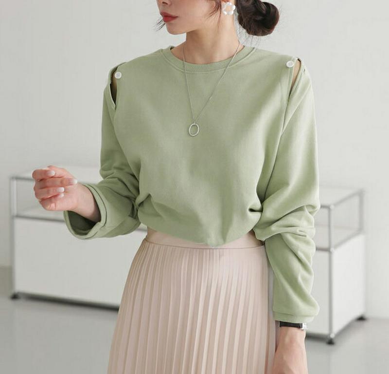 【只今10%OFF】ショルダーボタンスウェット・全3色・t60860 レディース【tops】【トップス スウェット トレーナー 