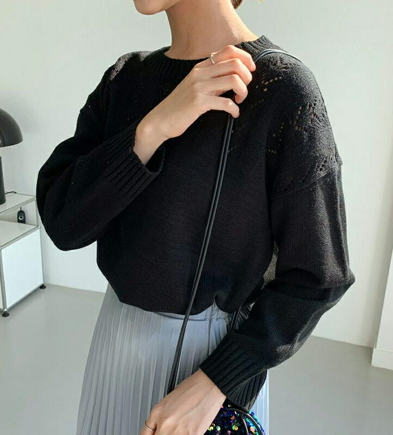 【只今10%OFF】ショルダーパンチングニット・全5色・b60867 レディース【tops】【トップス ニット ニットトップス 