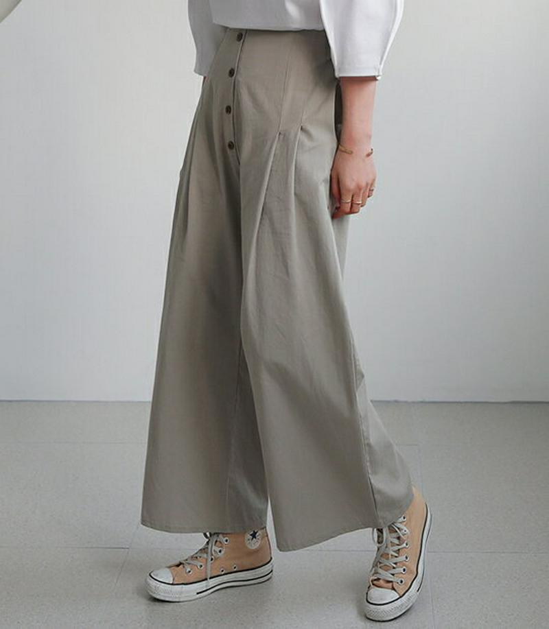 【只今10%OFF】ボタンワイドパンツ・全3色・b60880 レディース【pt】【パンツ ワイドパンツ ロングパンツ ズボン ボ