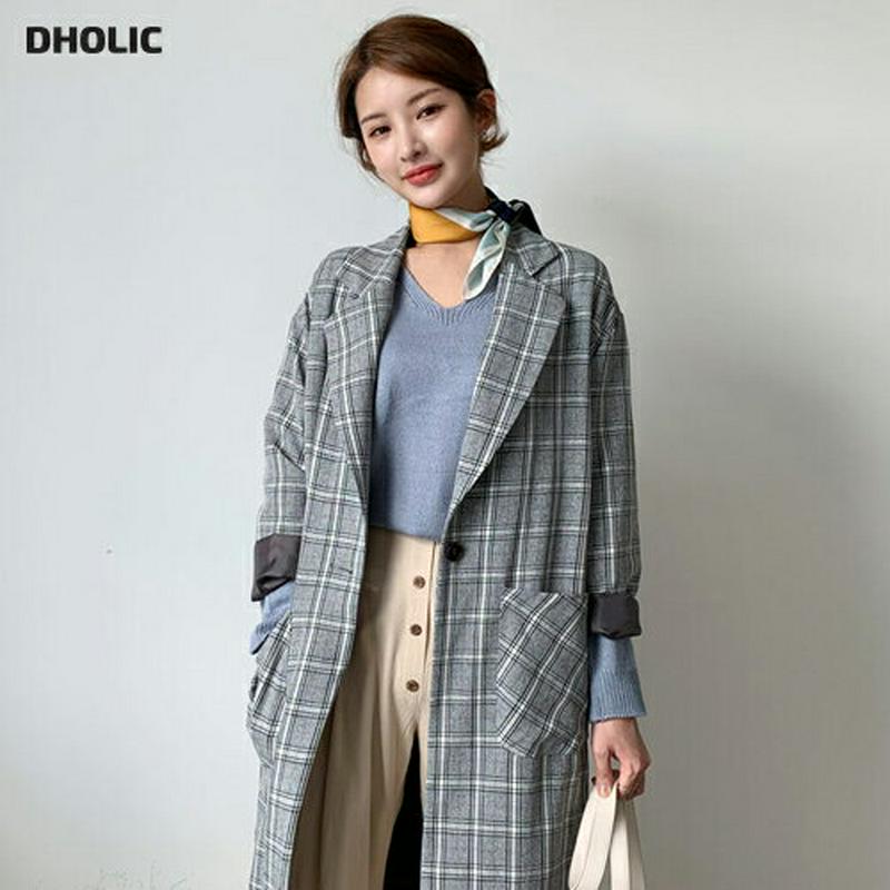 【只今10%OFF】チェックロングジャケット・全2色・b60857 レディース【jk】【アウター ジャケット ロングジャケット 