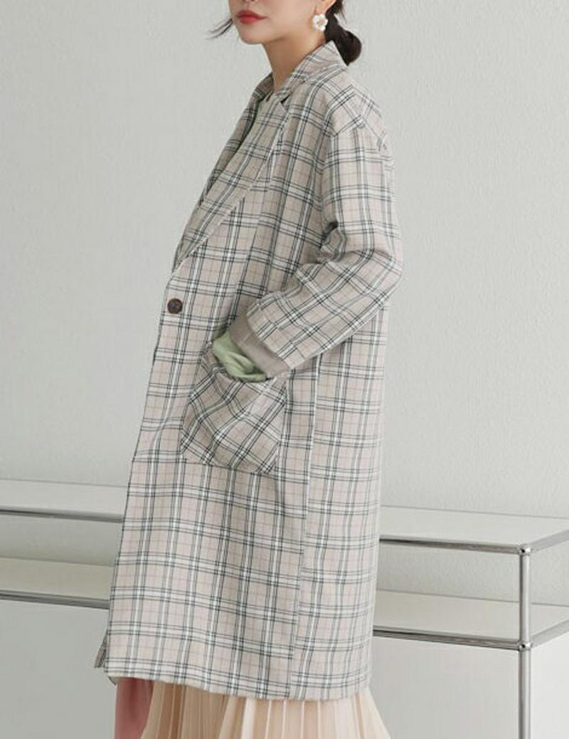 【只今10%OFF】チェックロングジャケット・全2色・b60857 レディース【jk】【アウター ジャケット ロングジャケット 