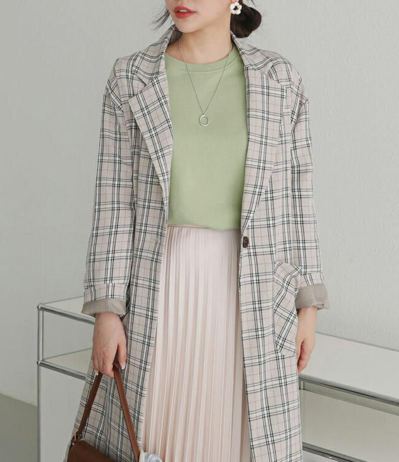 【只今10%OFF】チェックロングジャケット・全2色・b60857 レディース【jk】【アウター ジャケット ロングジャケット 