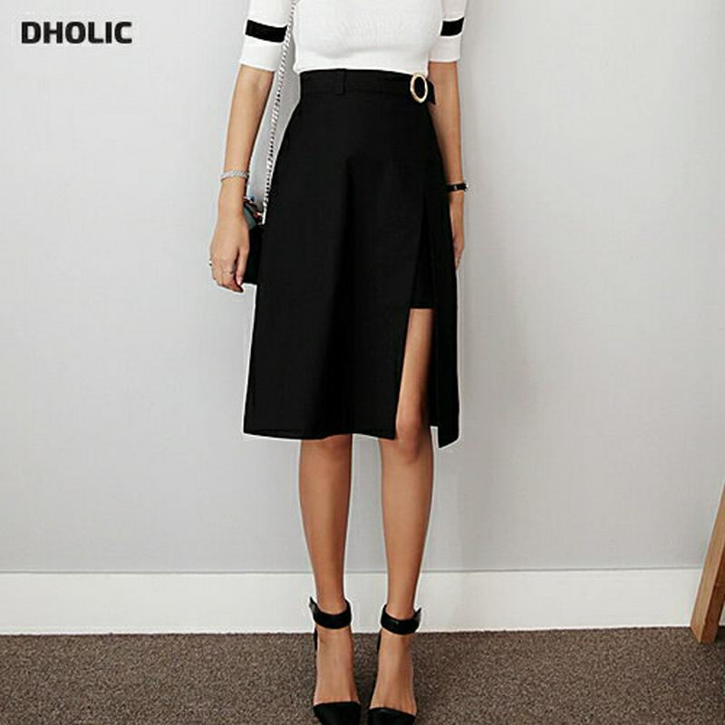 【只今10%OFF】≪人気商品再入荷≫リングベルトスリットAラインスカート・全2色 b46552 レディース【sk】【人気】