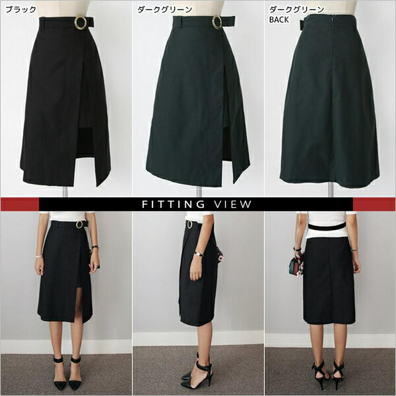 【只今10%OFF】≪人気商品再入荷≫リングベルトスリットAラインスカート・全2色 b46552 レディース【sk】【人気】