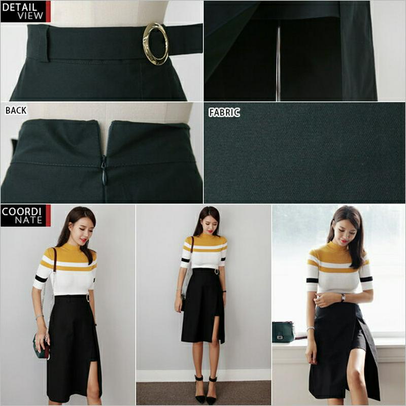 【只今10%OFF】≪人気商品再入荷≫リングベルトスリットAラインスカート・全2色 b46552 レディース【sk】【人気】