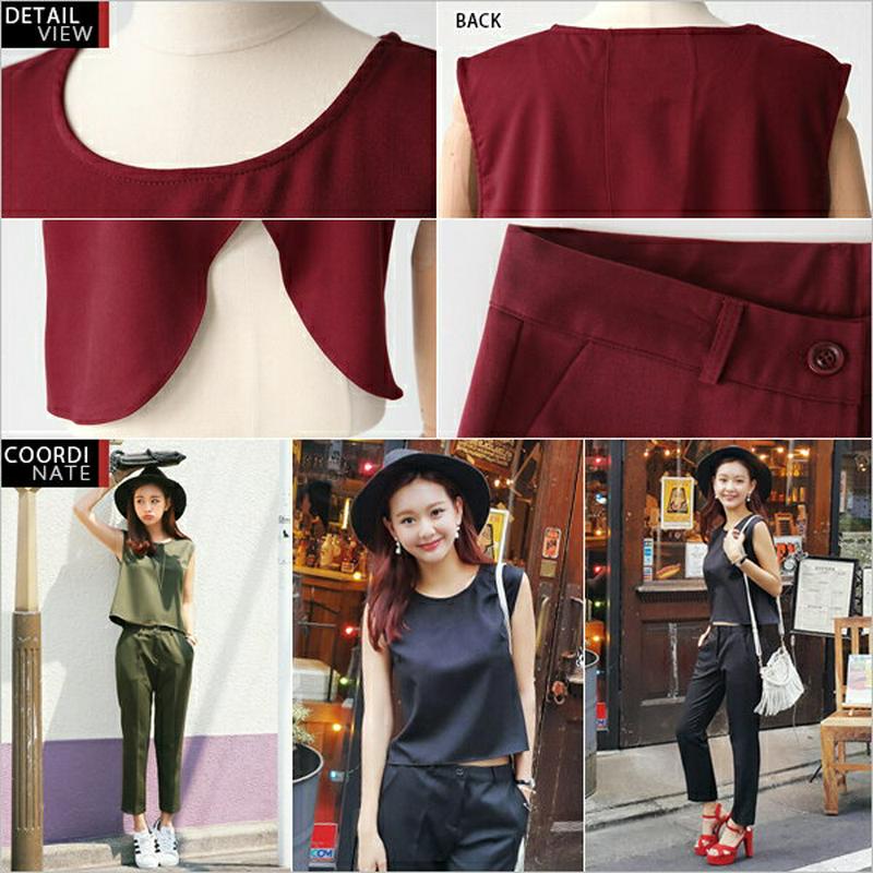 【只今10%OFF】★AWカラーバックスリットブラウス&パンツセットアップ・全3色★t45225(680782) レディース 【