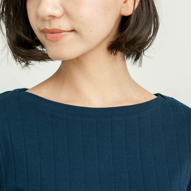 オーガニックコットンを使ったワイドリブ七分袖カットソー