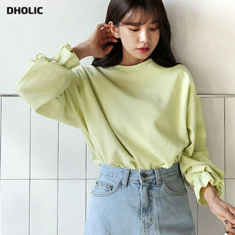 【只今10%OFF】スリットスリーブゴムTシャツ・全4色・b52896 レディース【tops】【トップス Tシャツ 長袖 ラウン