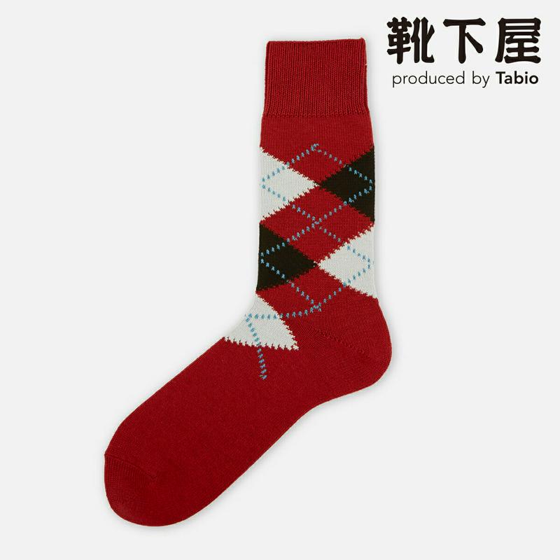 【あす楽】【Tabio MEN】 メンズ KPC綿混アーガイルソックス / 靴下屋 靴下 タビオ くつ下 クルー メンズ 日本製 父の日 ¬¬ 2206mka
