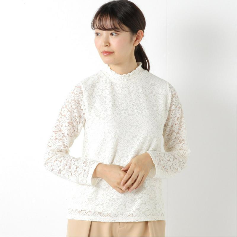 春の式典や通勤に大活躍◎シャーリングネックレースカットソープルオーバー（ジボール/GIVORS）