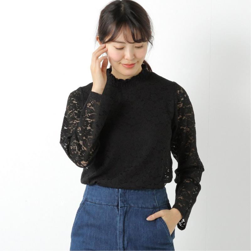 春の式典や通勤に大活躍◎シャーリングネックレースカットソープルオーバー（ジボール/GIVORS）