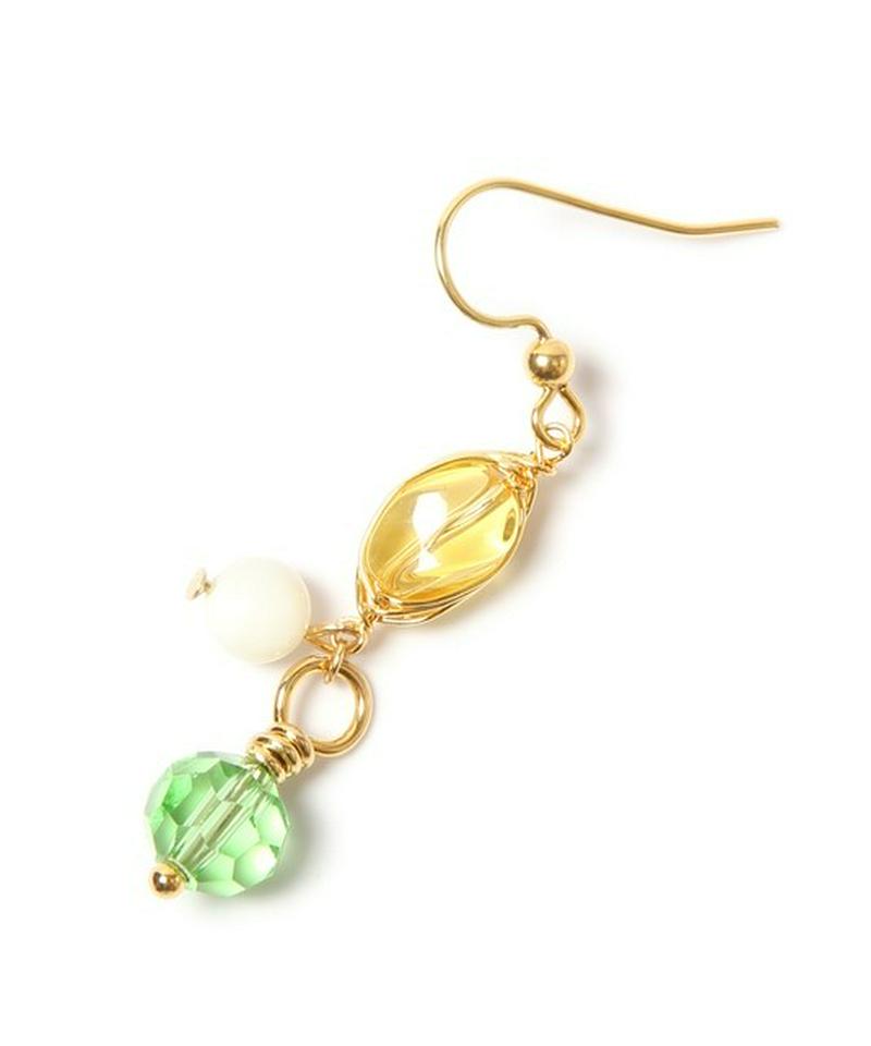 K14GF シトリン×クリスタルグリーンピアス