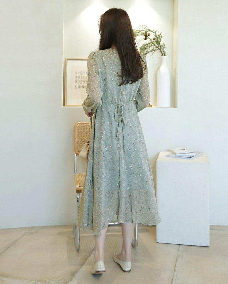 【只今10%OFF】フローラルシフォンワンピース・全3色・t60913 レディース【ops】【ワンピース ロング ロングワンピー