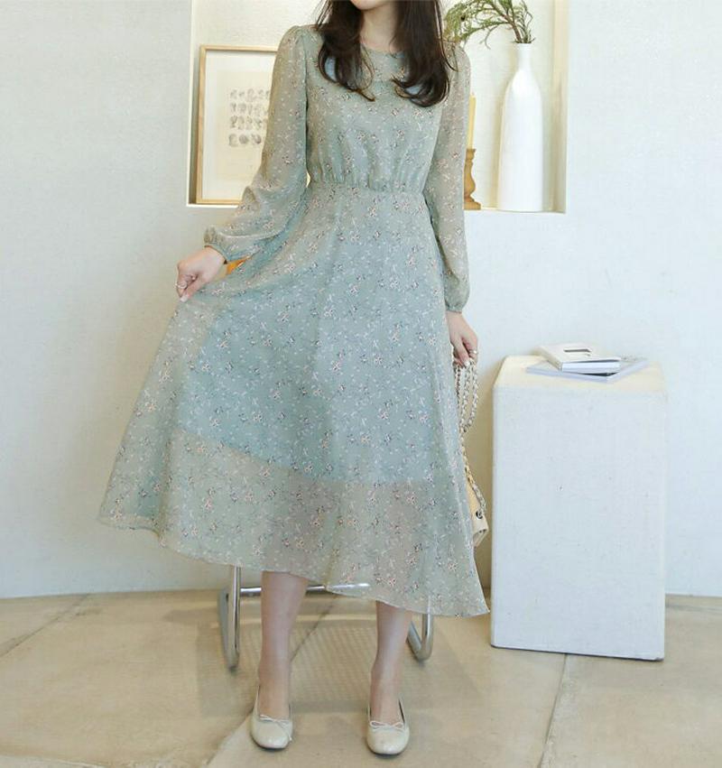 【只今10%OFF】フローラルシフォンワンピース・全3色・t60913 レディース【ops】【ワンピース ロング ロングワンピー