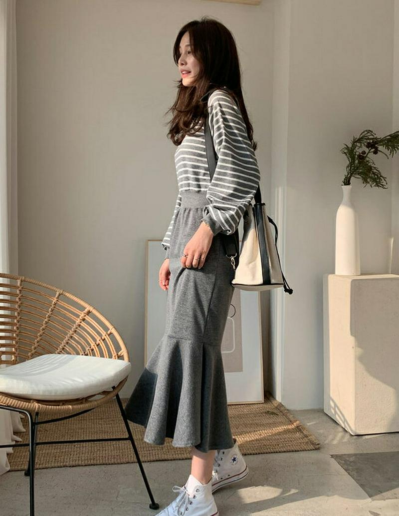 【只今10%OFF】ボーダーマーメイドワンピース・全3色・b60912 レディース【ops】【ワンピース ロング ロングワンピー