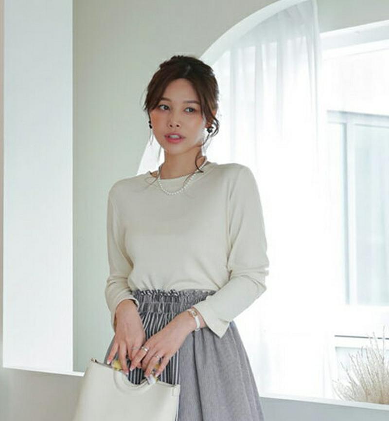 【只今10%OFF】ラウンドネックリブTシャツ・全6色・t60905 レディース【tops】【トップス Tシャツ 長袖 リブ リ