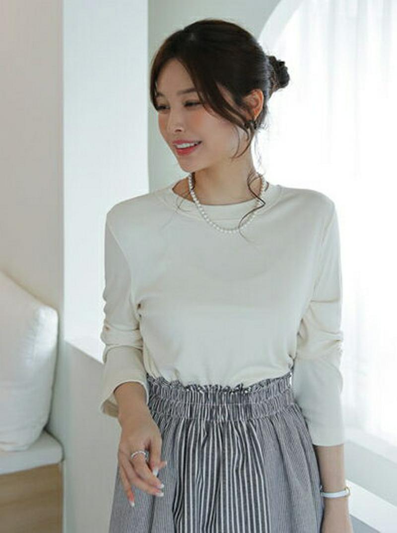 【只今10%OFF】ラウンドネックリブTシャツ・全6色・t60905 レディース【tops】【トップス Tシャツ 長袖 リブ リ