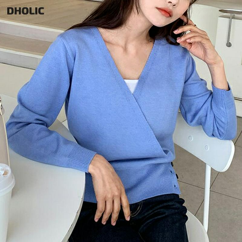 【只今10%OFF】ボタンカシュクールニット・全3色・b54764 レディース 【tops】【トップス Tシャツ ニット Vネッ