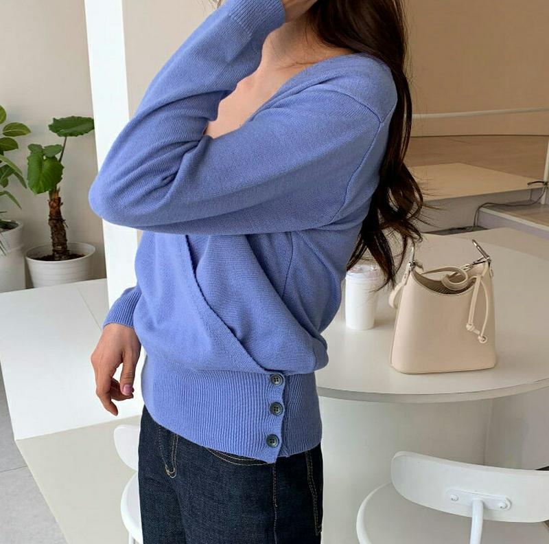 【只今10%OFF】ボタンカシュクールニット・全3色・b54764 レディース 【tops】【トップス Tシャツ ニット Vネッ