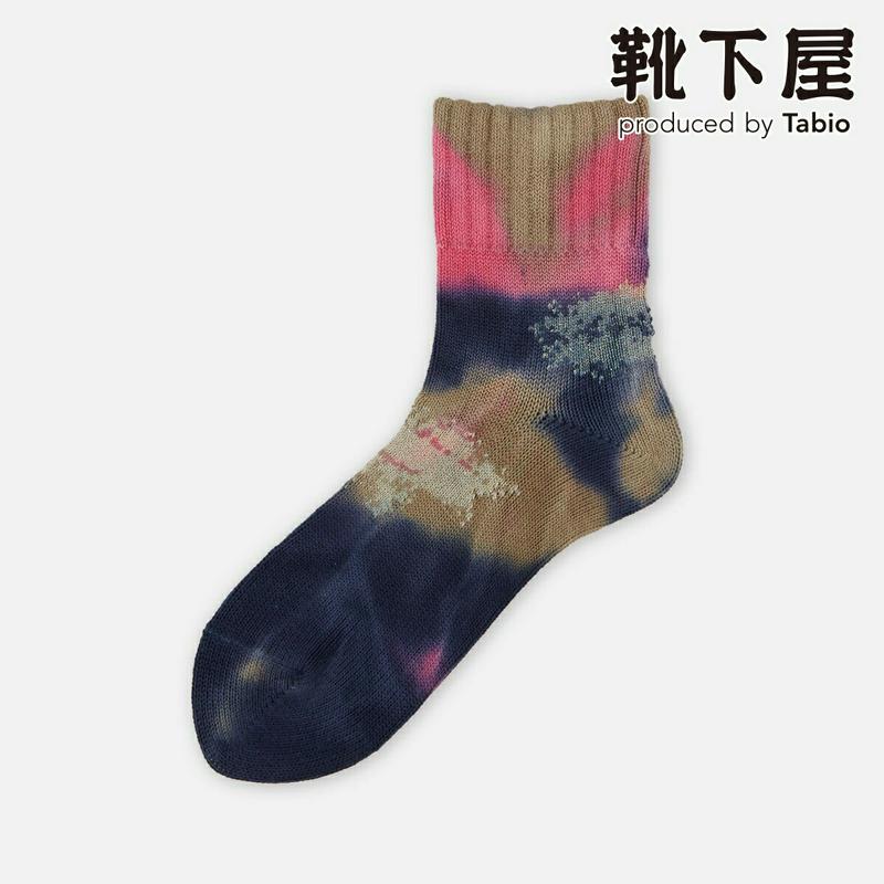 【全品送料無料★〜2/16 23:59迄】【あす楽】【Tabio】 タイダイラメゴム長ショートソックス / 靴下屋 靴下 タビオ