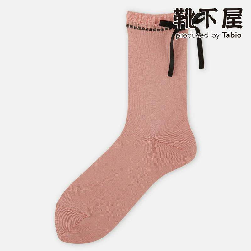 【全品送料無料★〜2/16 23:59迄】【あす楽】【靴下屋】 サテンリボン付きくしゅくしゅソックス / 靴下 タビオ Tabi