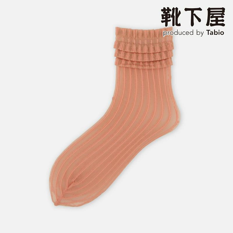 【全品送料無料★〜2/16 23:59迄】【あす楽】【靴下屋】 チュールギャザーピンストライプソックス / 靴下 タビオ Tab