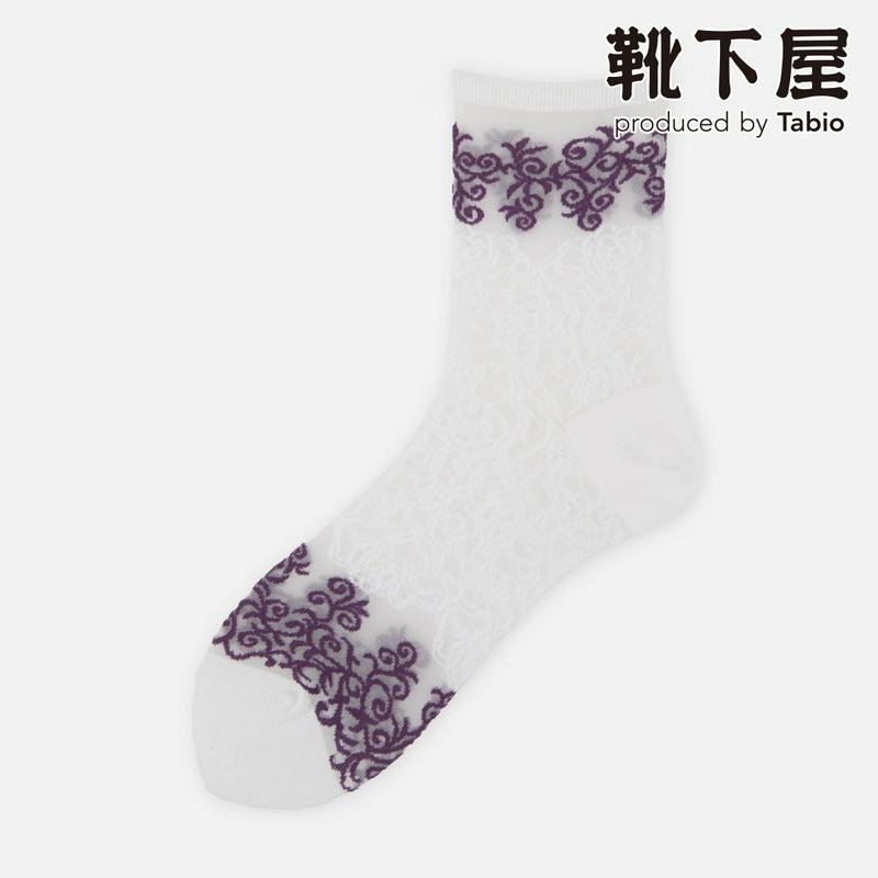 【全品送料無料★〜2/16 23:59迄】【あす楽】【靴下屋】 ニュアンスランジェリー柄ソックス / 靴下 タビオ Tabio 