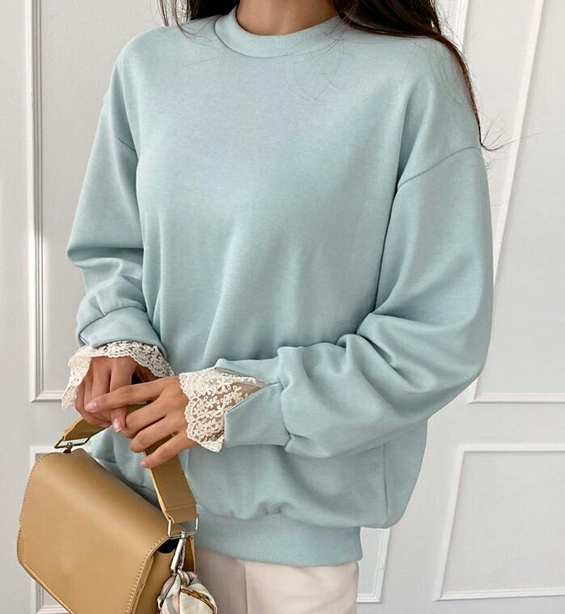 レーススリーブスウェット・全3色・b57784 レディース 【tops】【トップス スウェット トレーナー ラウンドネック レイ