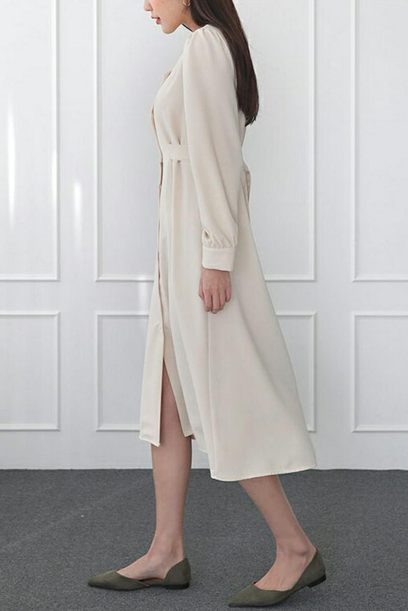 リボンフレアワンピース・全3色・t57809 レディース 【ops】【ワンピース ロング ロング丈 ロングワンピース Vネック 