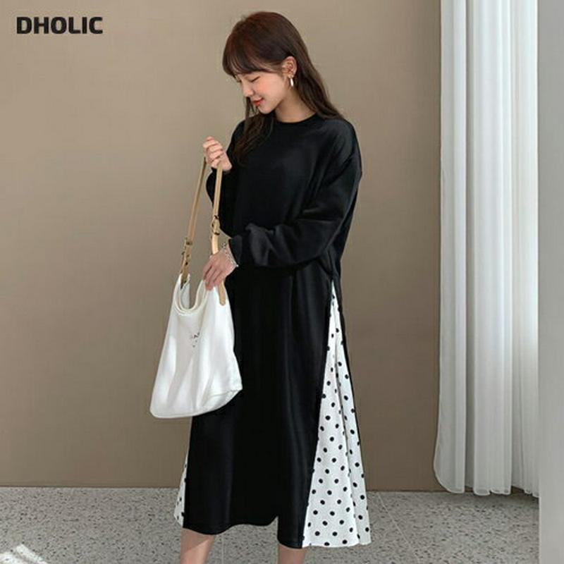 サイドドットワンピース・全2色・b57824 レディース 【ops】【ワンピース ロング丈 ロング プリーツ プリーツスカート 