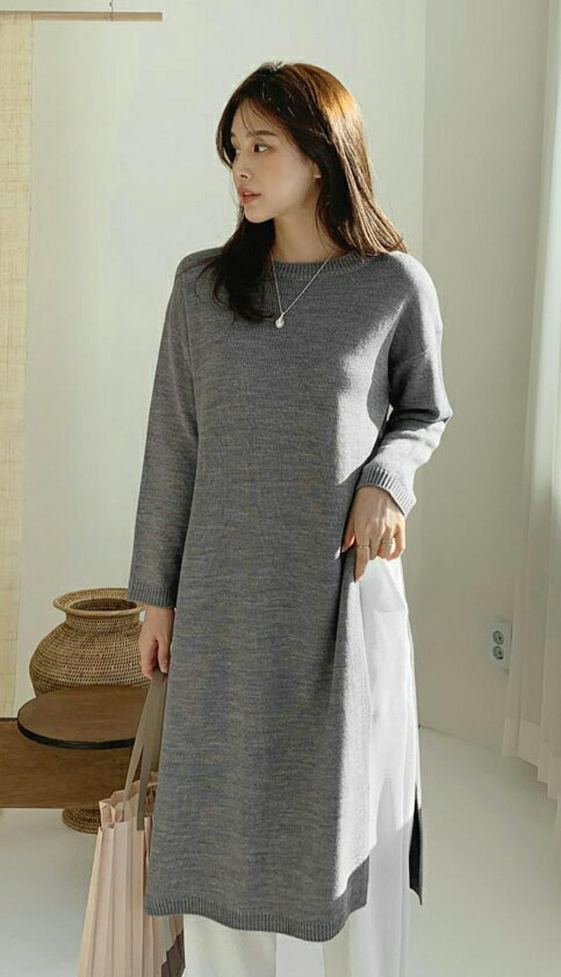 【只今10%OFF】サイドスリットロングニット・全3色・b60954 レディース【tops】【トップス ニット ニットトップス 