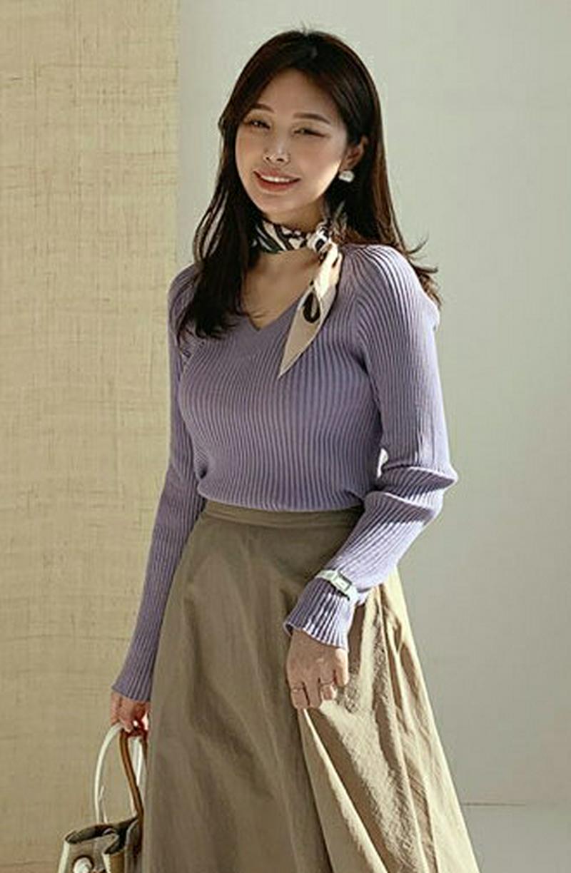 【只今10%OFF】Vネックラグランスリムニット・全5色・b60947 レディース【tops】【トップス ニット ニットトップス