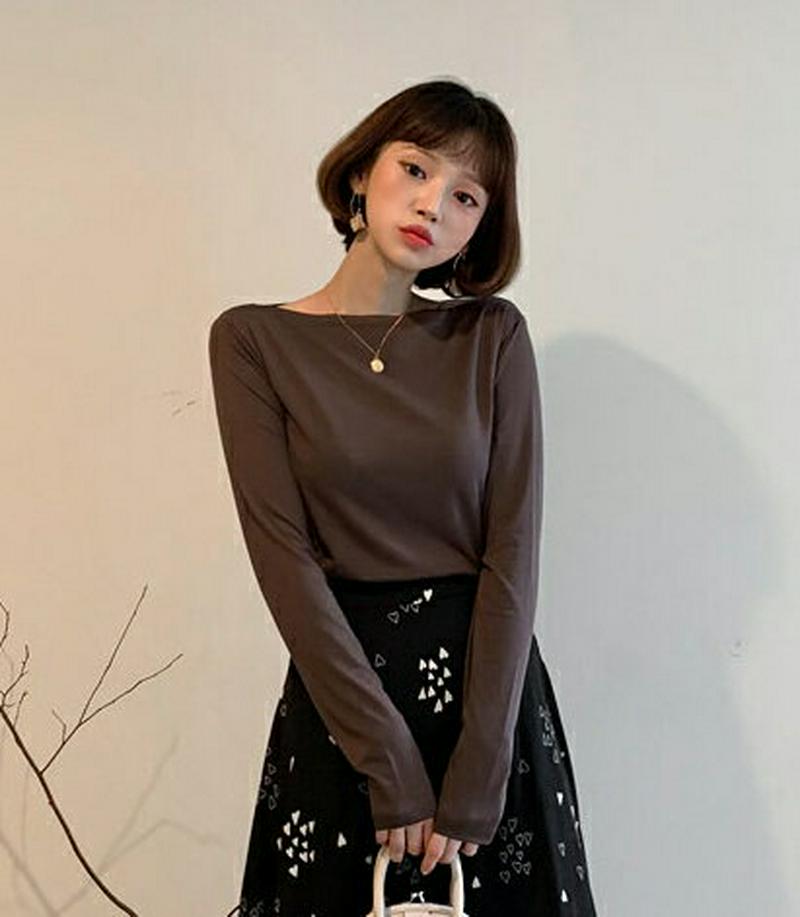 【只今10%OFF】ボートネックTシャツ・全4色・t57702 レディース 【tops】【トップス Tシャツ ボートネック シン