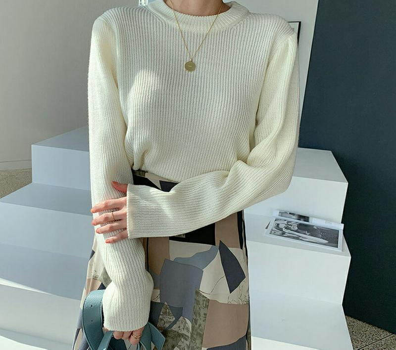 【只今10%OFF】ギャザースリーブニット・全5色・b55282 レディース 【tops】【トップス ニット ラウンドネック リ