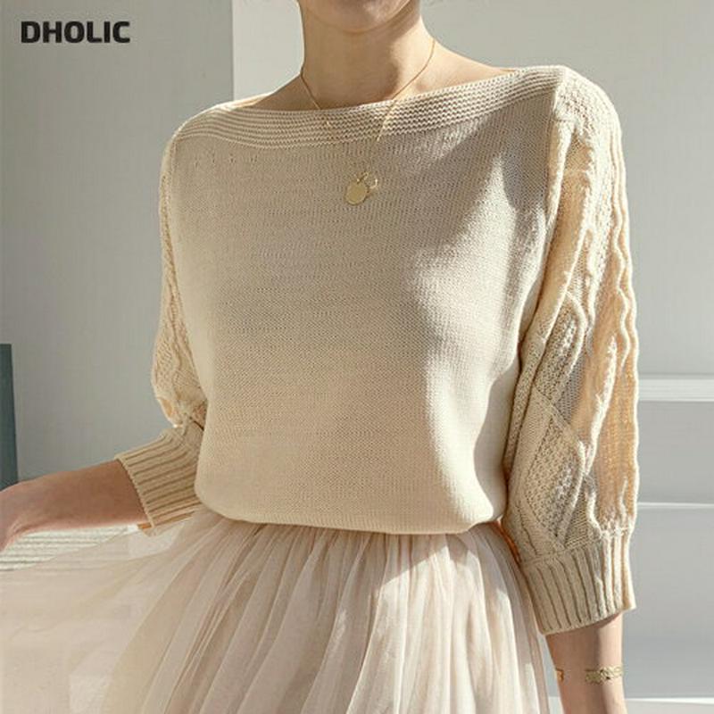 【只今10%OFF】ケーブルスリーブボートネックニット・全4色・b55280 レディース 【tops】【ニット トップス ケーブ