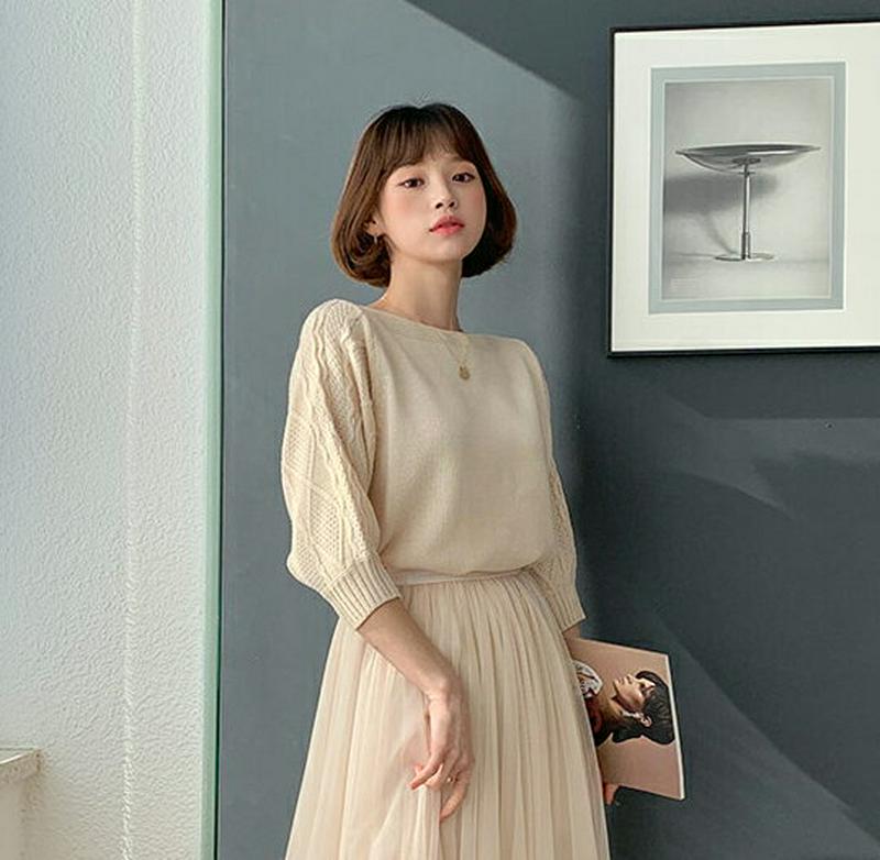 【只今10%OFF】ケーブルスリーブボートネックニット・全4色・b55280 レディース 【tops】【ニット トップス ケーブ