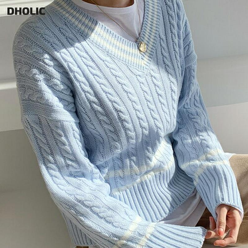【只今10%OFF】アクリルチルデンニット・全4色・b55279 レディース 【tops】【トップス ニット セーター Vネック