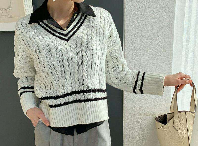 【只今10%OFF】アクリルチルデンニット・全4色・b55279 レディース 【tops】【トップス ニット セーター Vネック