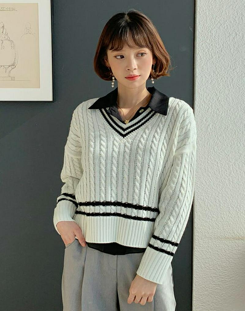 【只今10%OFF】アクリルチルデンニット・全4色・b55279 レディース 【tops】【トップス ニット セーター Vネック