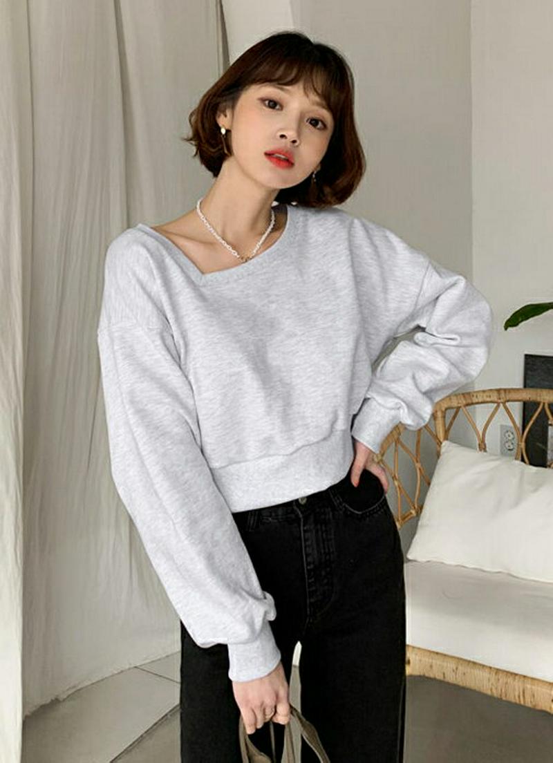 【只今10%OFF】アンバランスネックスウェット・全3色・t57703 レディース 【tops】【Tシャツ 長袖 トップス アン